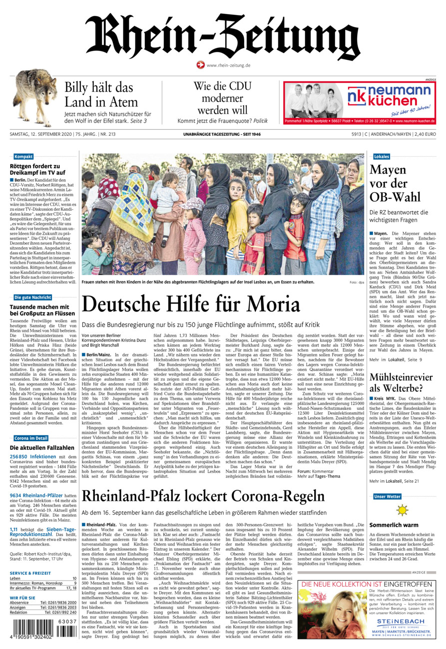 Rhein-Zeitung Andernach & Mayen vom Samstag, 12.09.2020