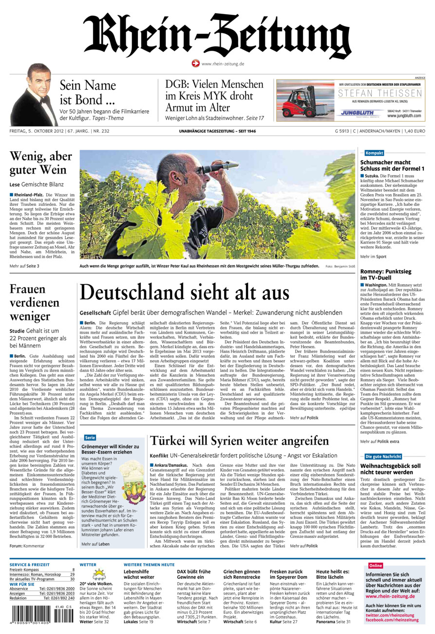 Rhein-Zeitung Andernach & Mayen vom Freitag, 05.10.2012