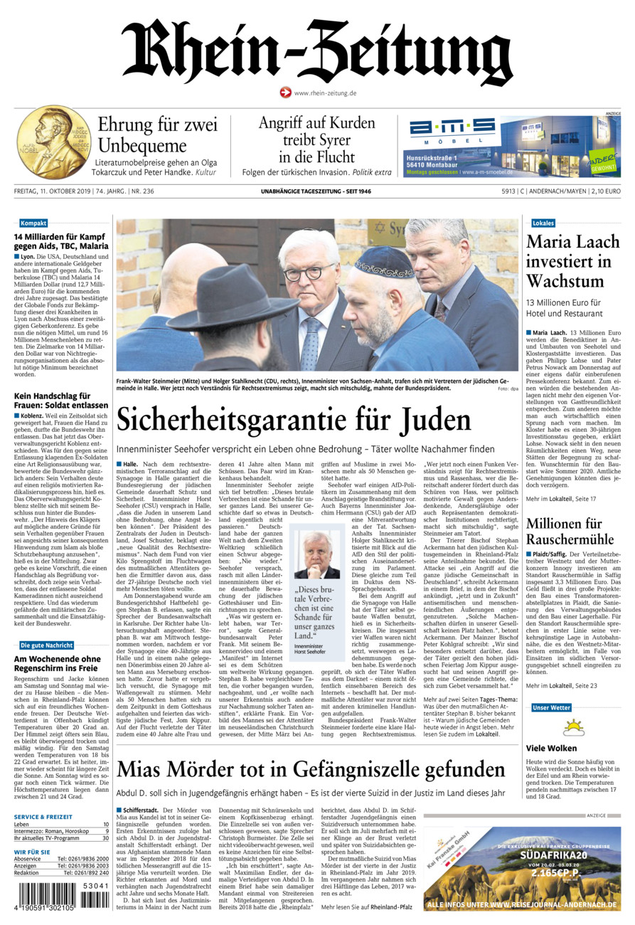 Rhein-Zeitung Andernach & Mayen vom Freitag, 11.10.2019