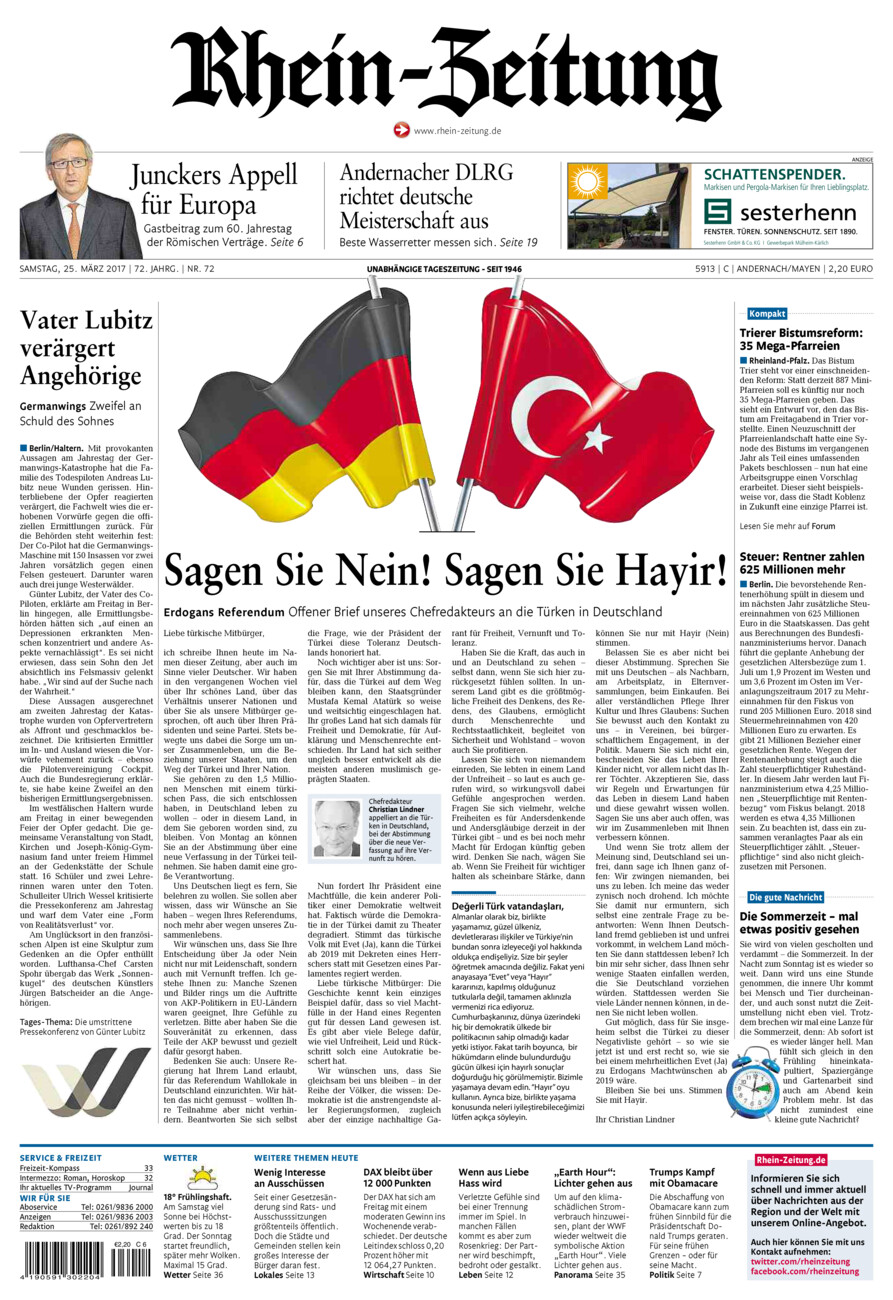 Rhein-Zeitung Andernach & Mayen vom Samstag, 25.03.2017