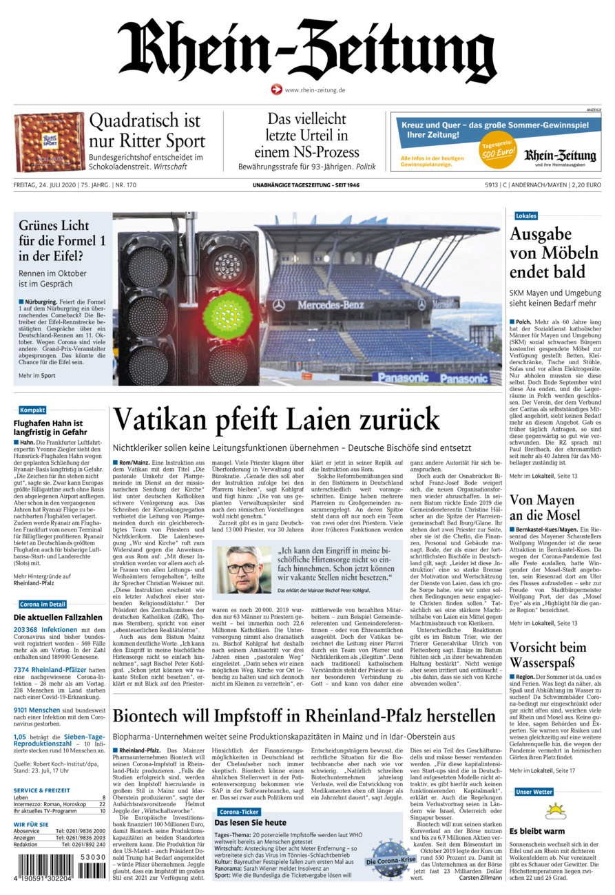 Rhein-Zeitung Andernach & Mayen vom Freitag, 24.07.2020