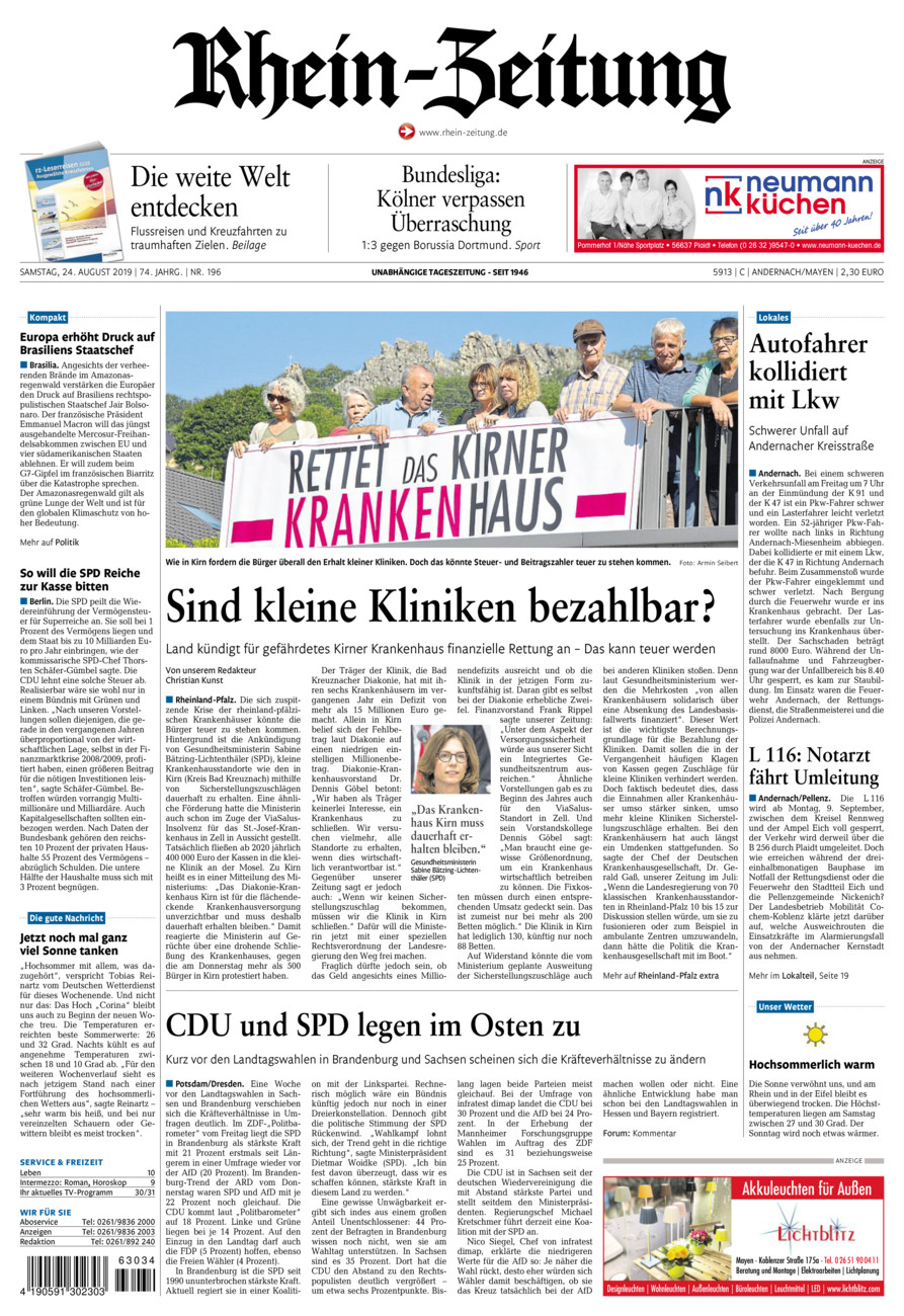 Rhein-Zeitung Andernach & Mayen vom Samstag, 24.08.2019