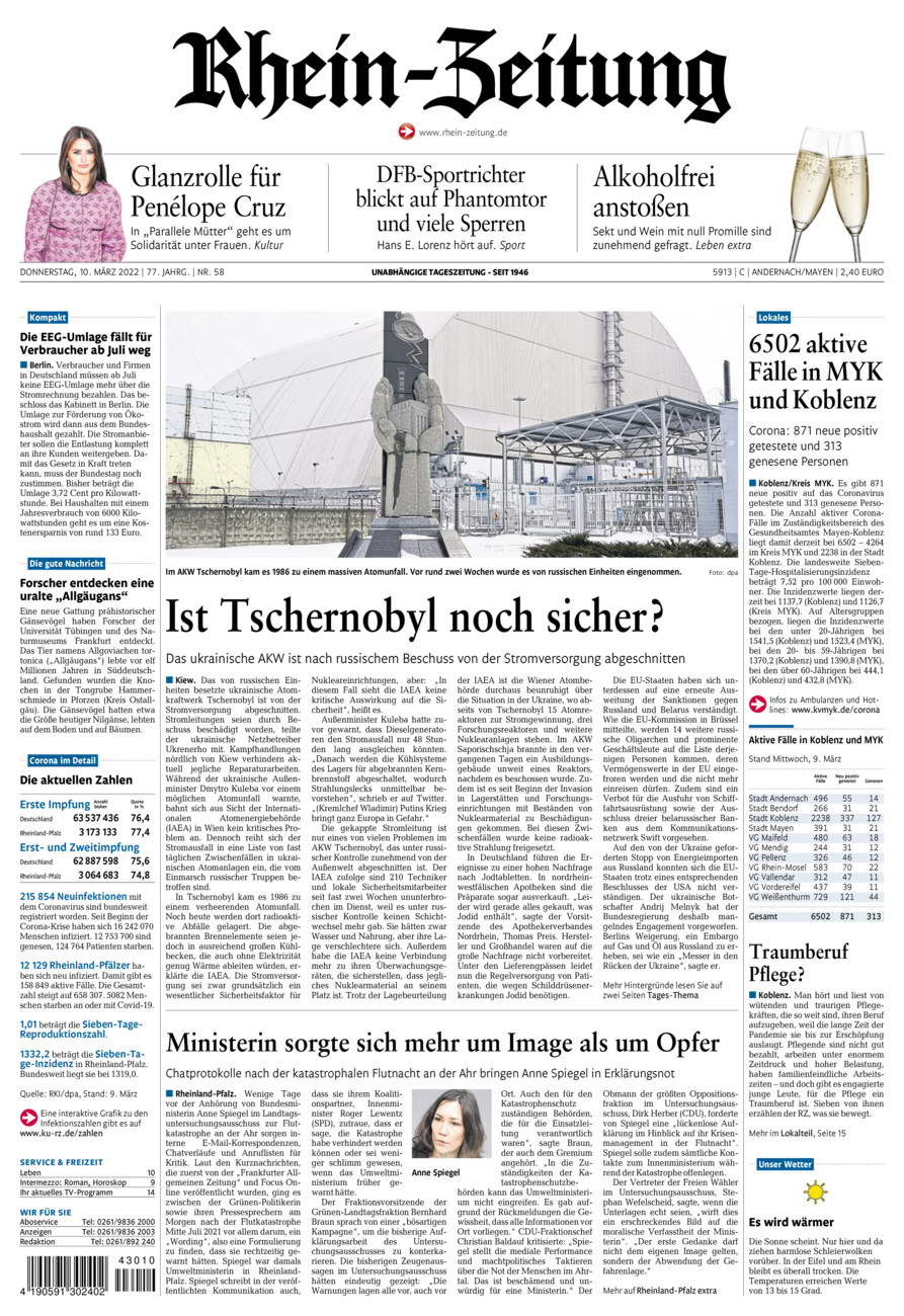 Rhein-Zeitung Andernach & Mayen vom Donnerstag, 10.03.2022