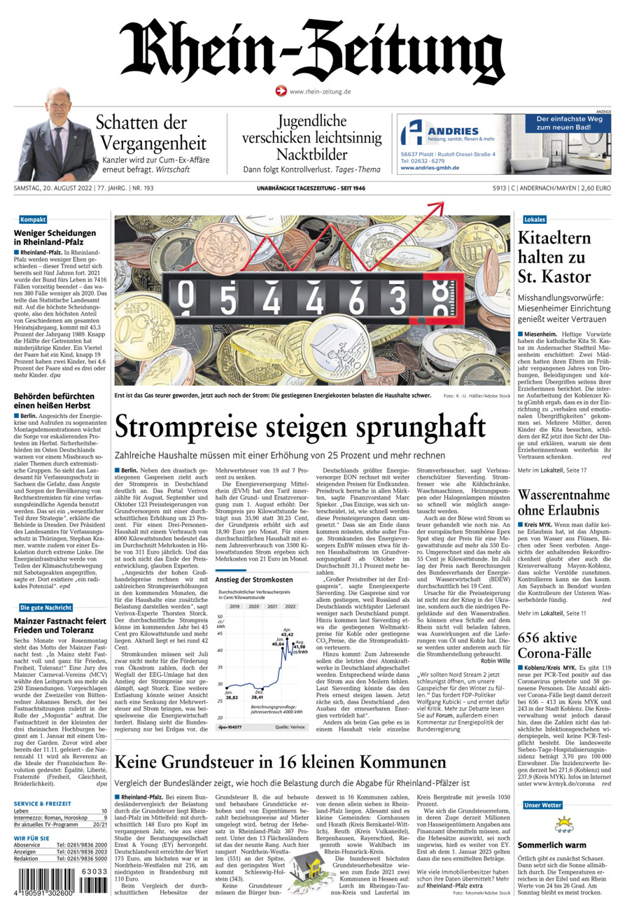 Rhein-Zeitung Andernach & Mayen vom Samstag, 20.08.2022