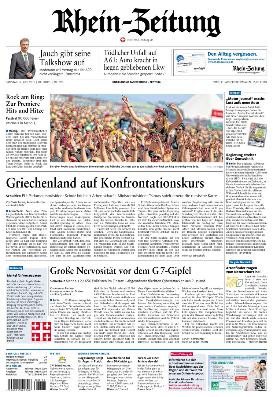 Rhein-Zeitung Andernach & Mayen vom Samstag, 06.06.2015