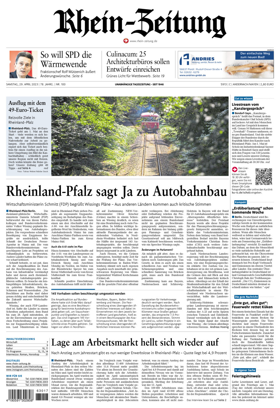 Rhein-Zeitung Andernach & Mayen vom Samstag, 29.04.2023