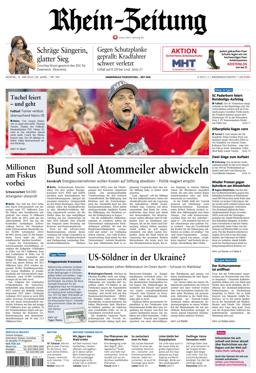 Rhein-Zeitung Andernach & Mayen vom Montag, 12.05.2014