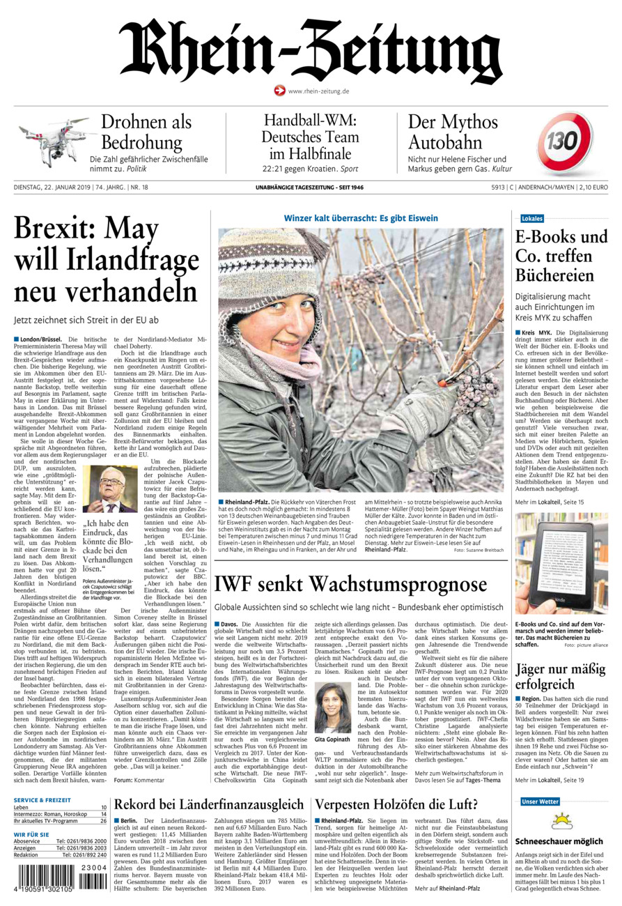 Rhein-Zeitung Andernach & Mayen vom Dienstag, 22.01.2019