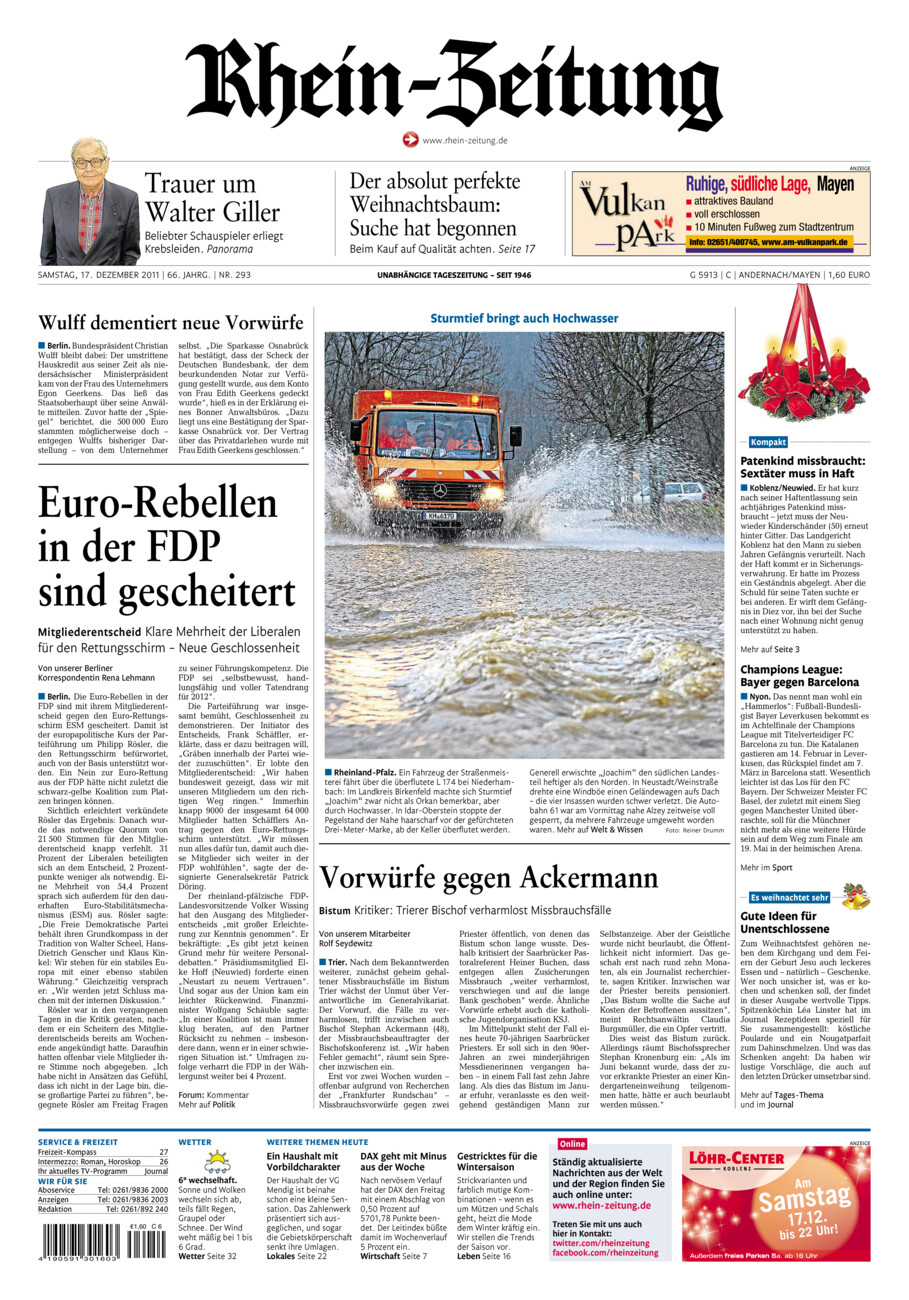 Rhein-Zeitung Andernach & Mayen vom Samstag, 17.12.2011