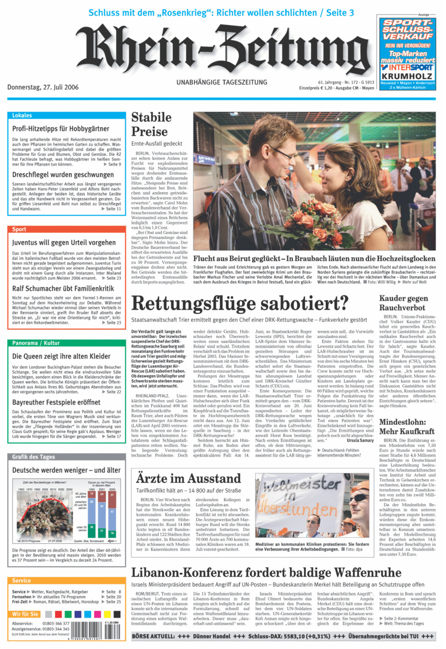 Rhein-Zeitung Andernach & Mayen vom Donnerstag, 27.07.2006