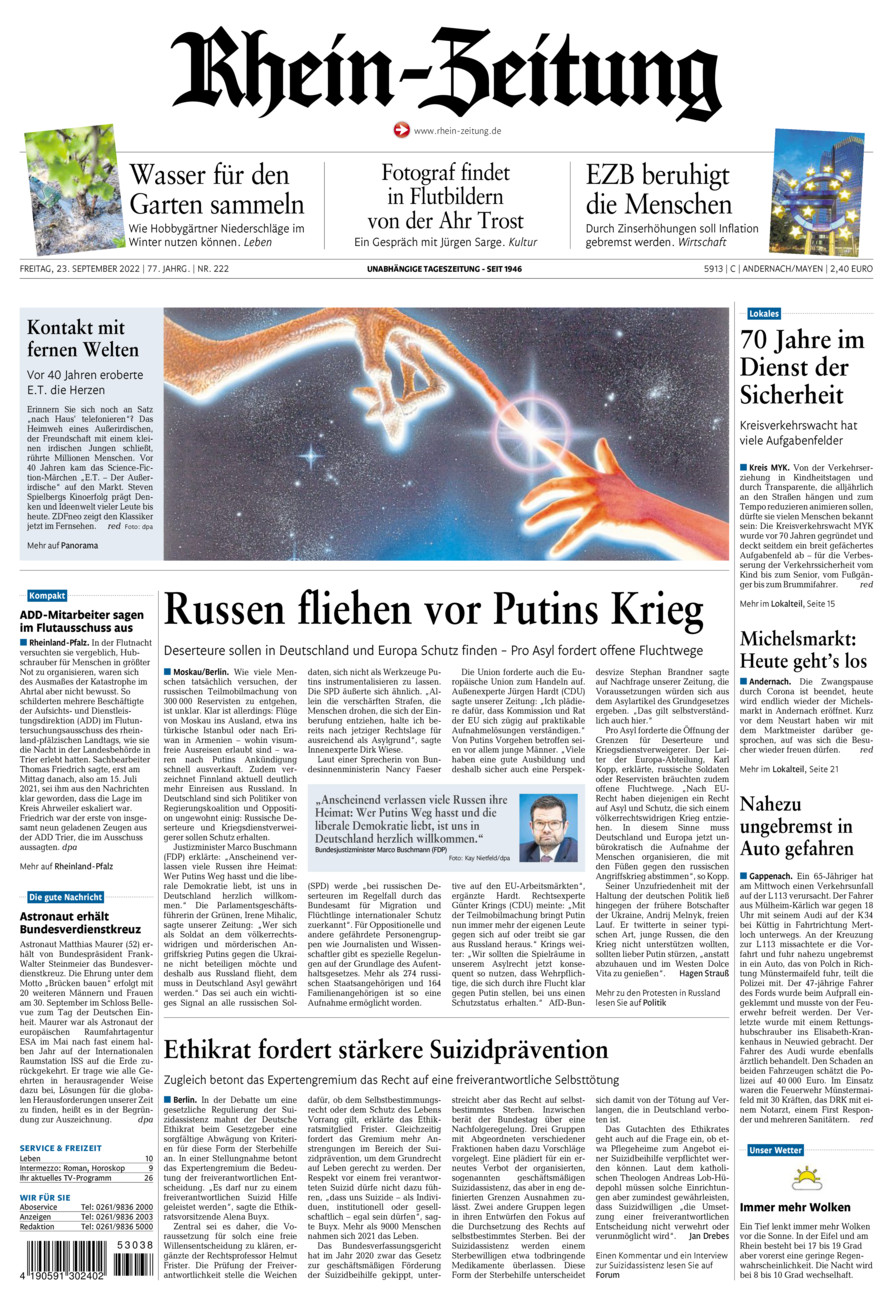 Rhein-Zeitung Andernach & Mayen vom Freitag, 23.09.2022