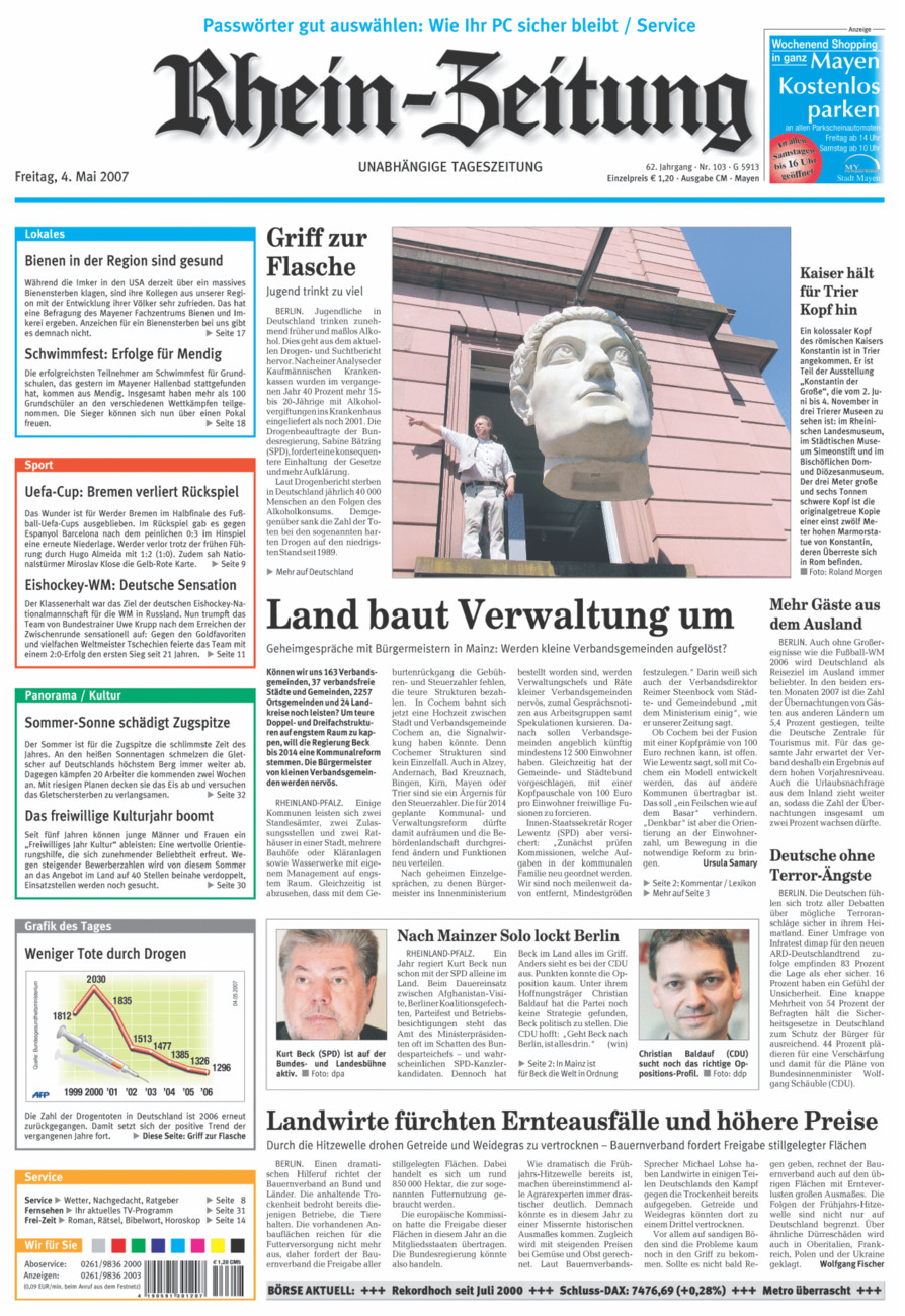 Rhein-Zeitung Andernach & Mayen vom Freitag, 04.05.2007