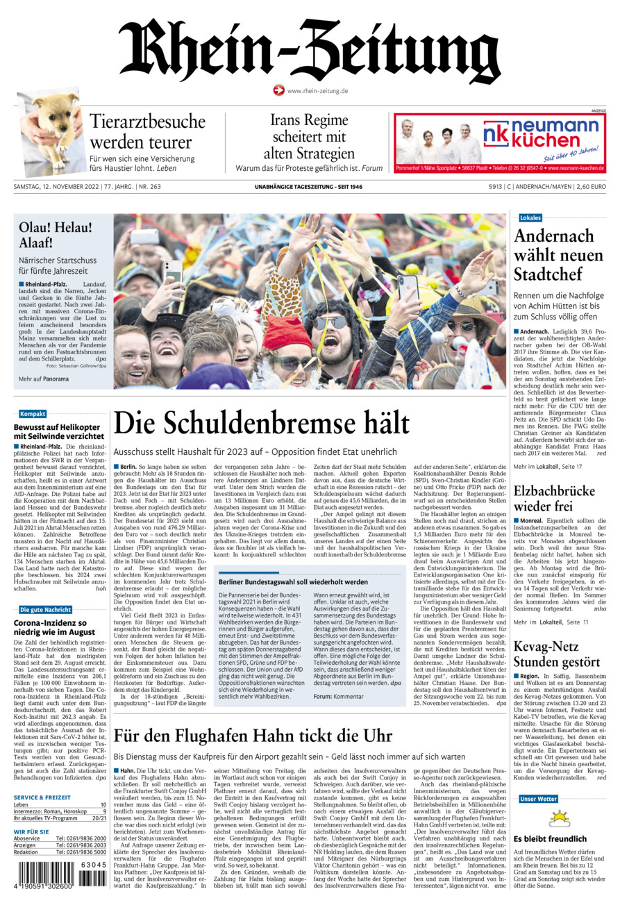 Rhein-Zeitung Andernach & Mayen vom Samstag, 12.11.2022