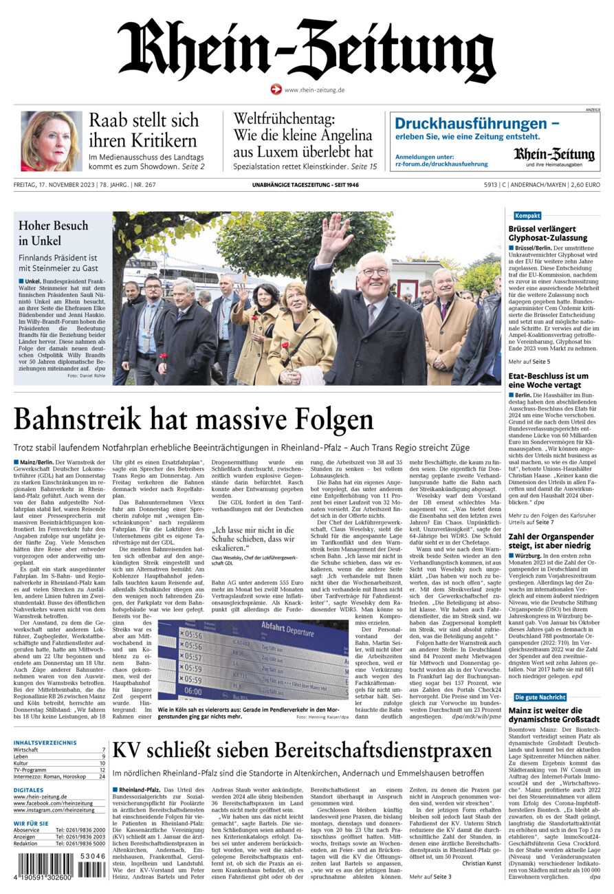 Rhein-Zeitung Andernach & Mayen vom Freitag, 17.11.2023