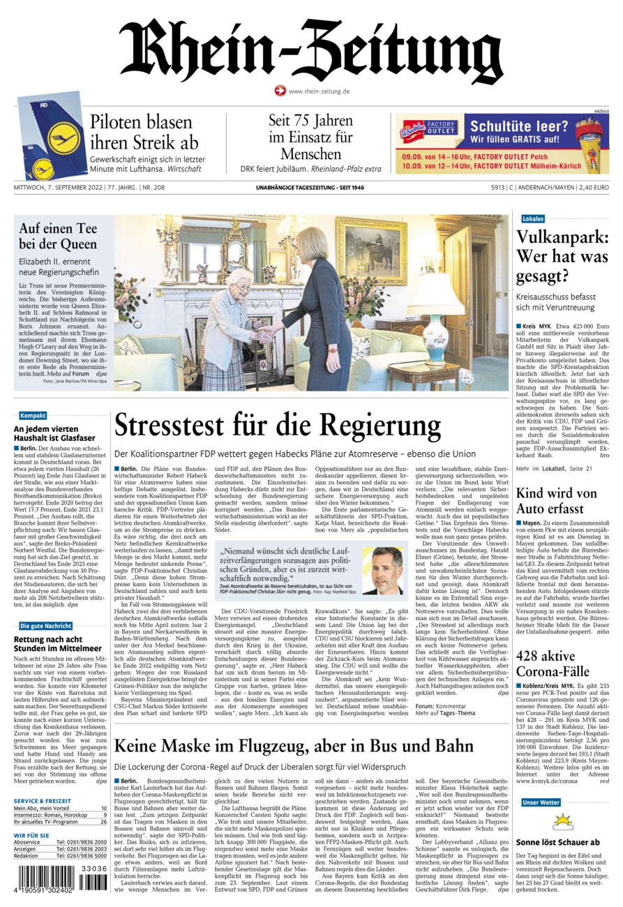 Rhein-Zeitung Andernach & Mayen vom Mittwoch, 07.09.2022