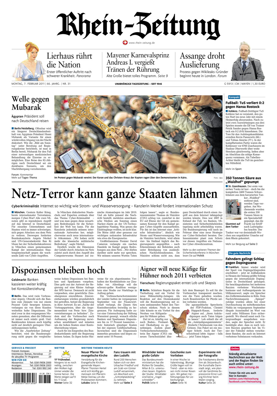 Rhein-Zeitung Andernach & Mayen vom Montag, 07.02.2011