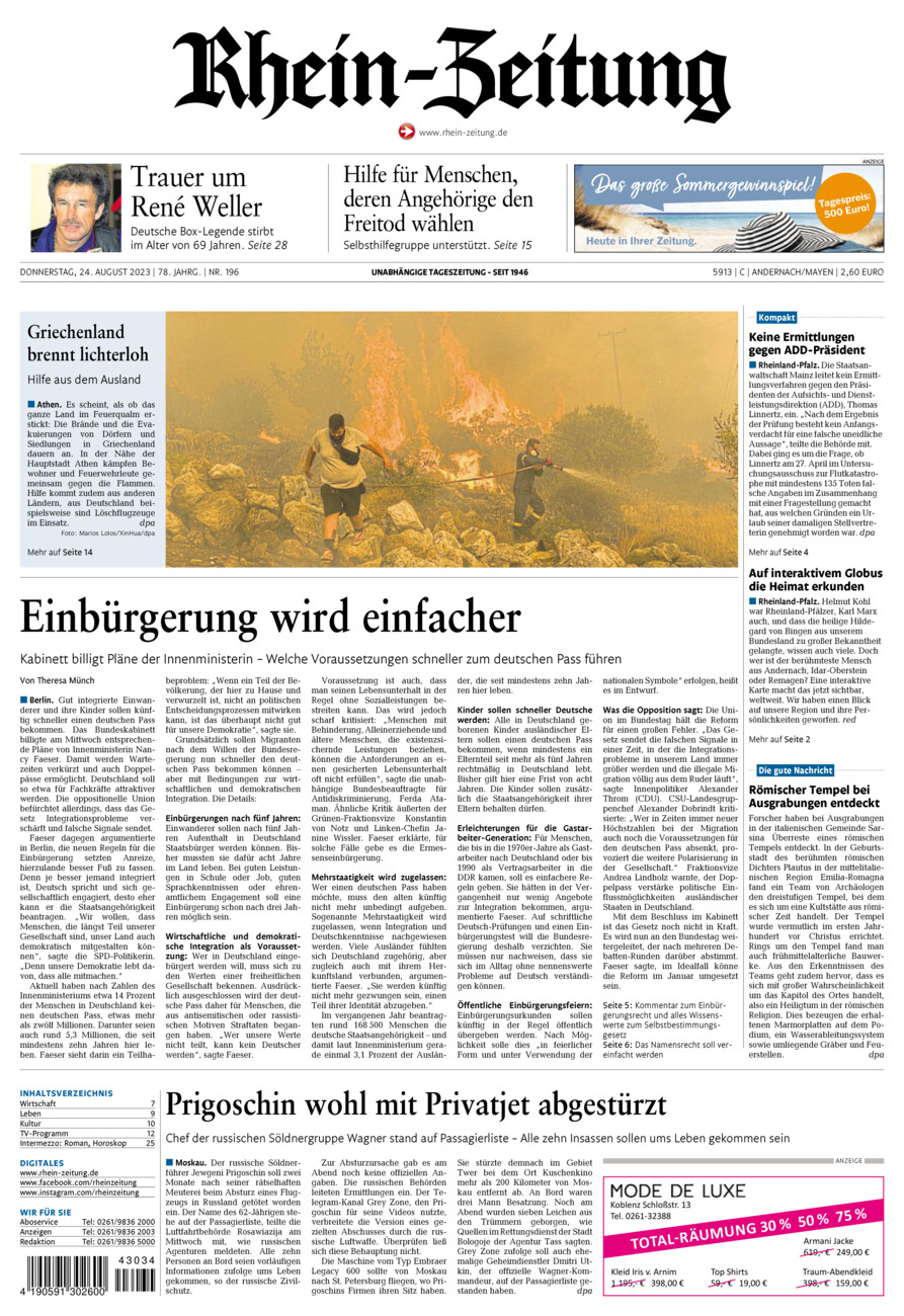 Rhein-Zeitung Andernach & Mayen vom Donnerstag, 24.08.2023
