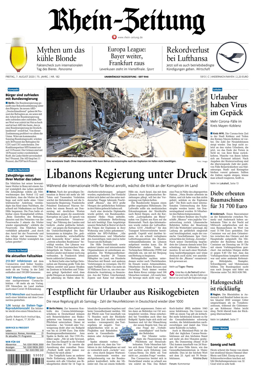 Rhein-Zeitung Andernach & Mayen vom Freitag, 07.08.2020