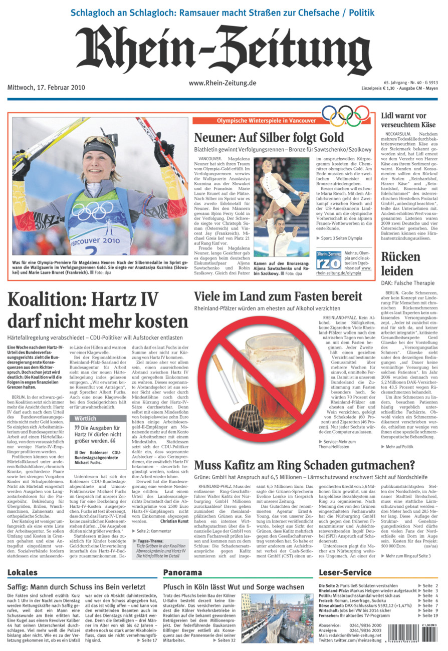 Rhein-Zeitung Andernach & Mayen vom Mittwoch, 17.02.2010