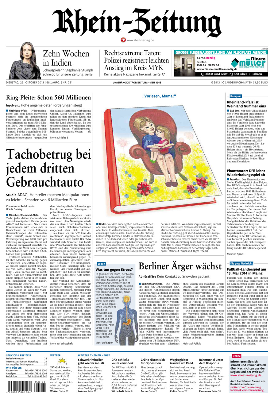 Rhein-Zeitung Andernach & Mayen vom Dienstag, 29.10.2013