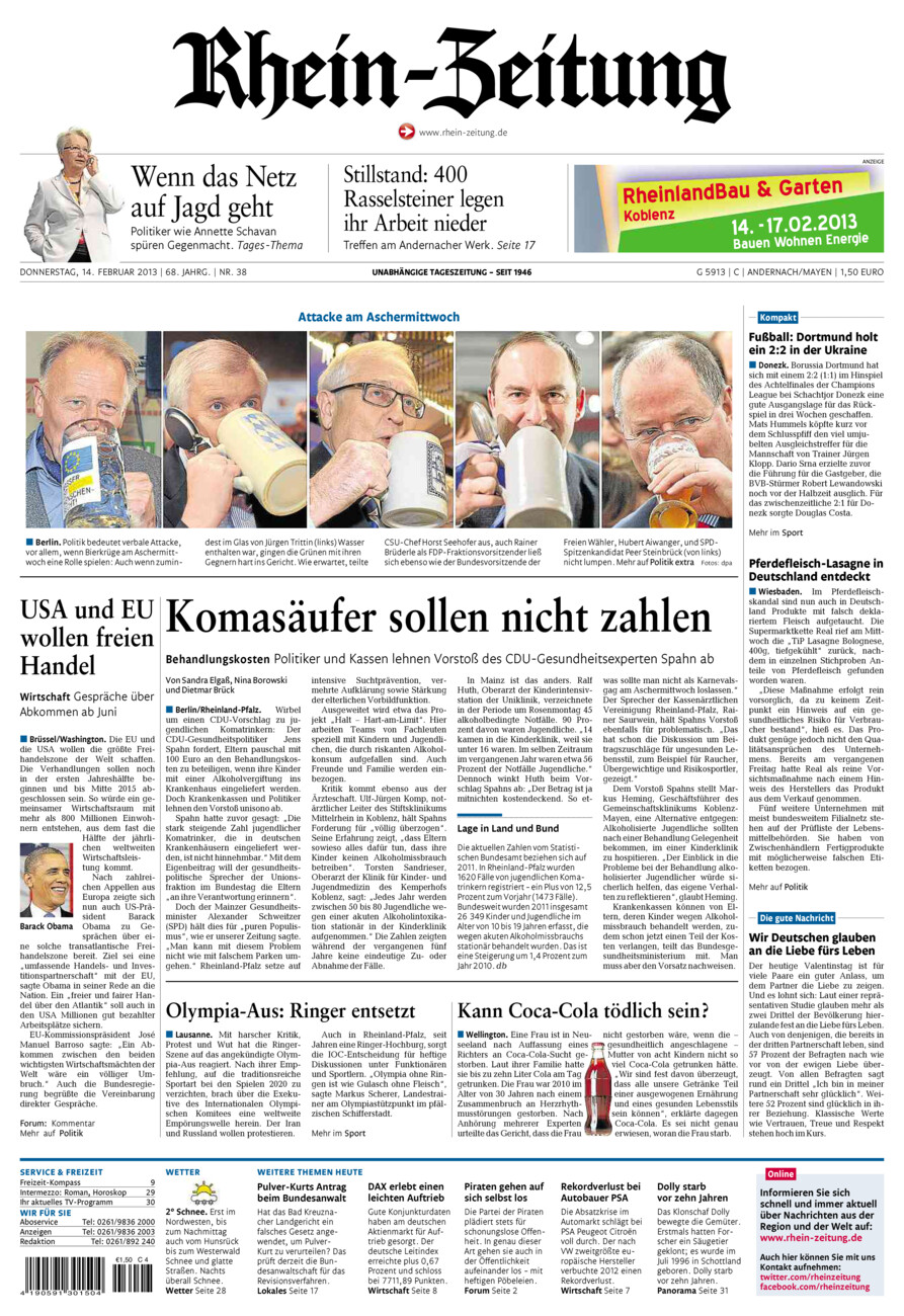 Rhein-Zeitung Andernach & Mayen vom Donnerstag, 14.02.2013
