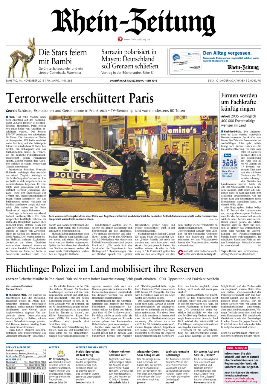 Rhein-Zeitung Andernach & Mayen vom Samstag, 14.11.2015