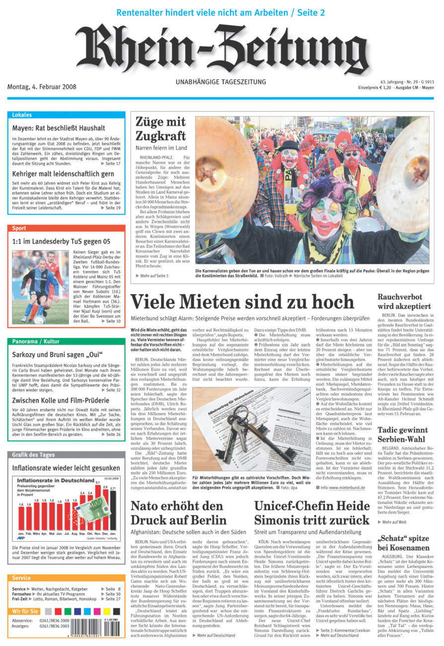 Rhein-Zeitung Andernach & Mayen vom Montag, 04.02.2008