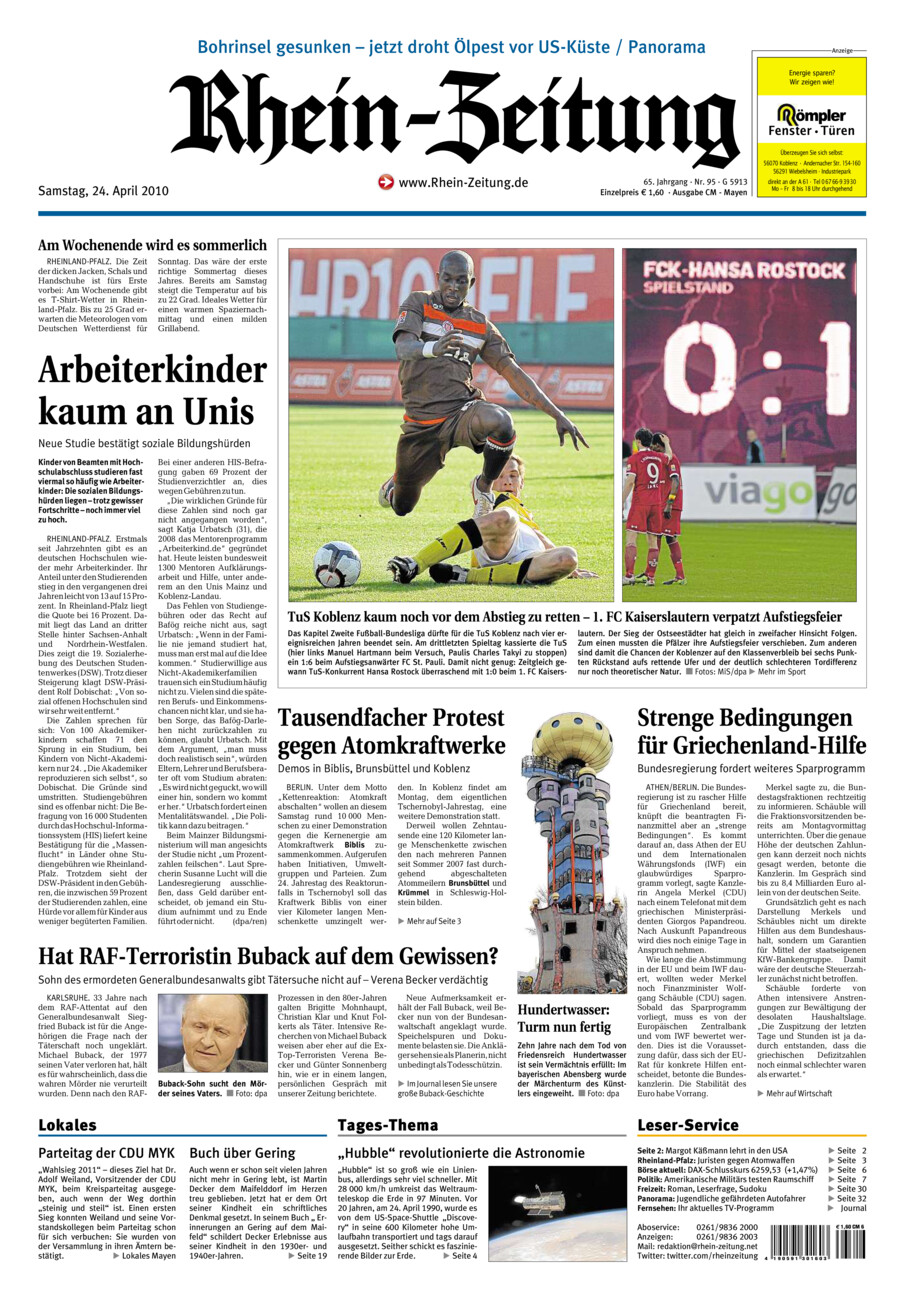 Rhein-Zeitung Andernach & Mayen vom Samstag, 24.04.2010