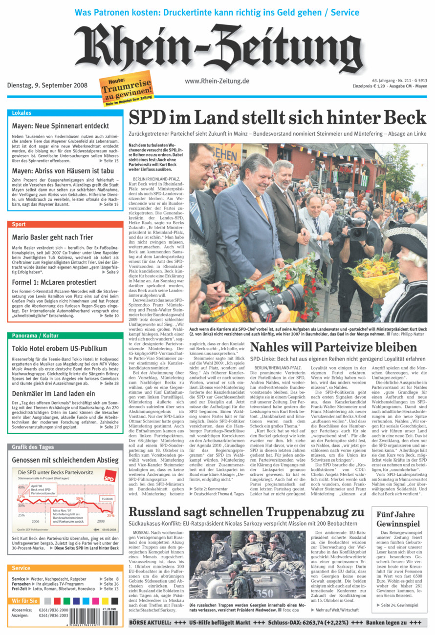 Rhein-Zeitung Andernach & Mayen vom Dienstag, 09.09.2008