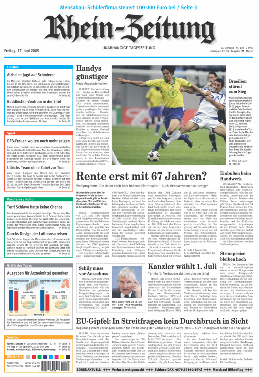 Rhein-Zeitung Andernach & Mayen vom Freitag, 17.06.2005