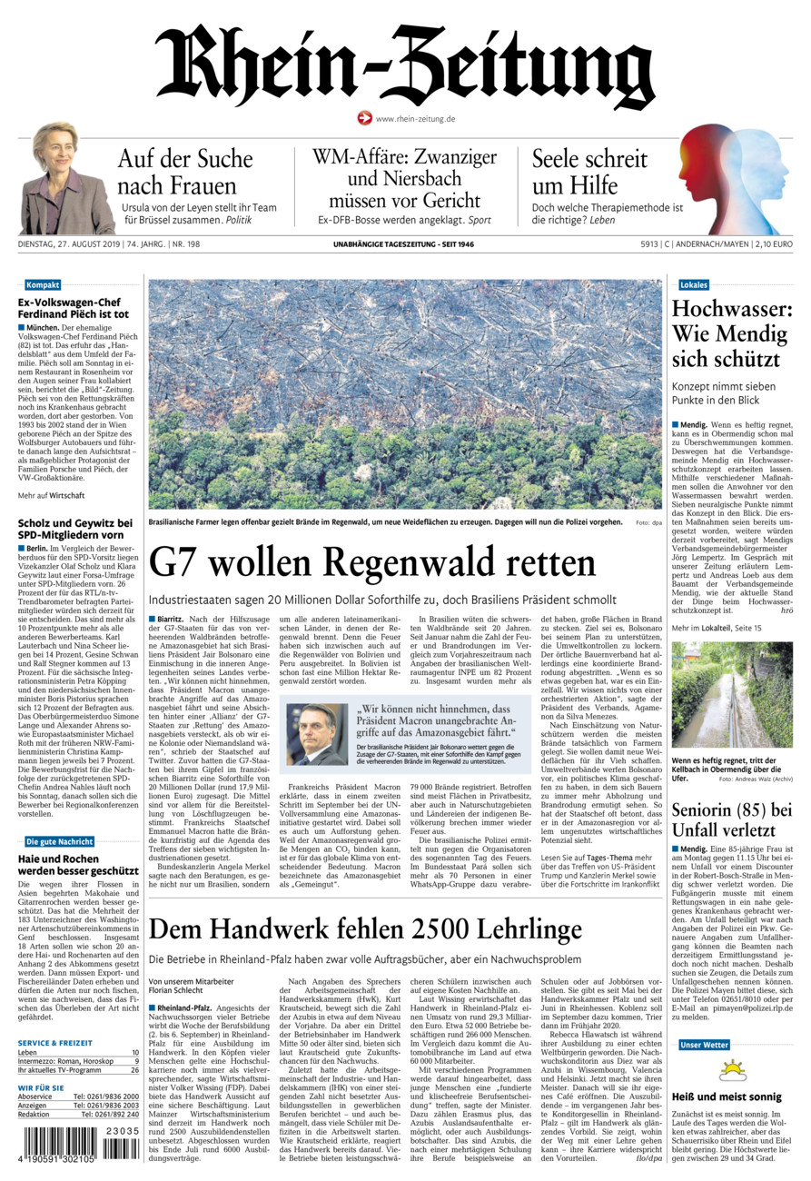 Rhein-Zeitung Andernach & Mayen vom Dienstag, 27.08.2019