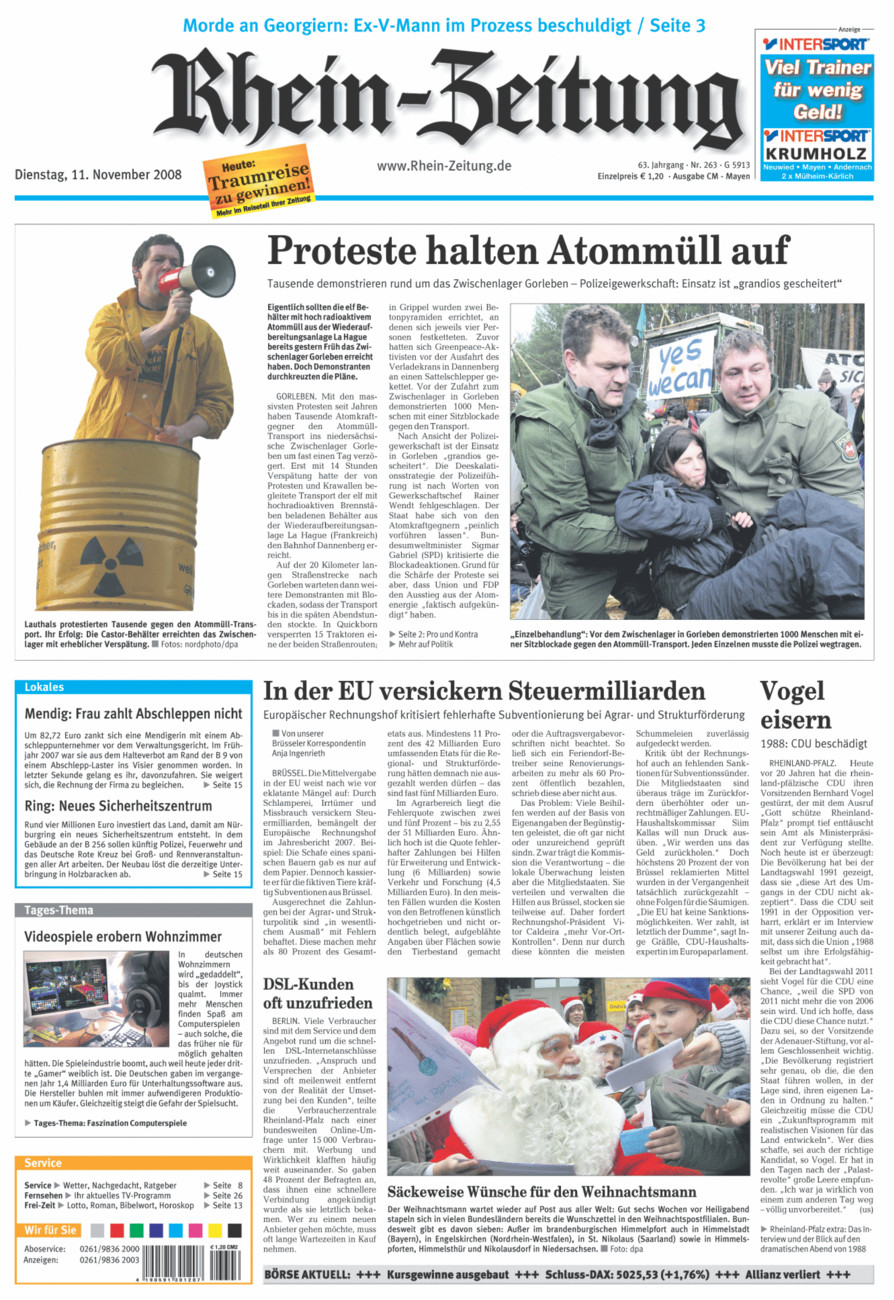 Rhein-Zeitung Andernach & Mayen vom Dienstag, 11.11.2008