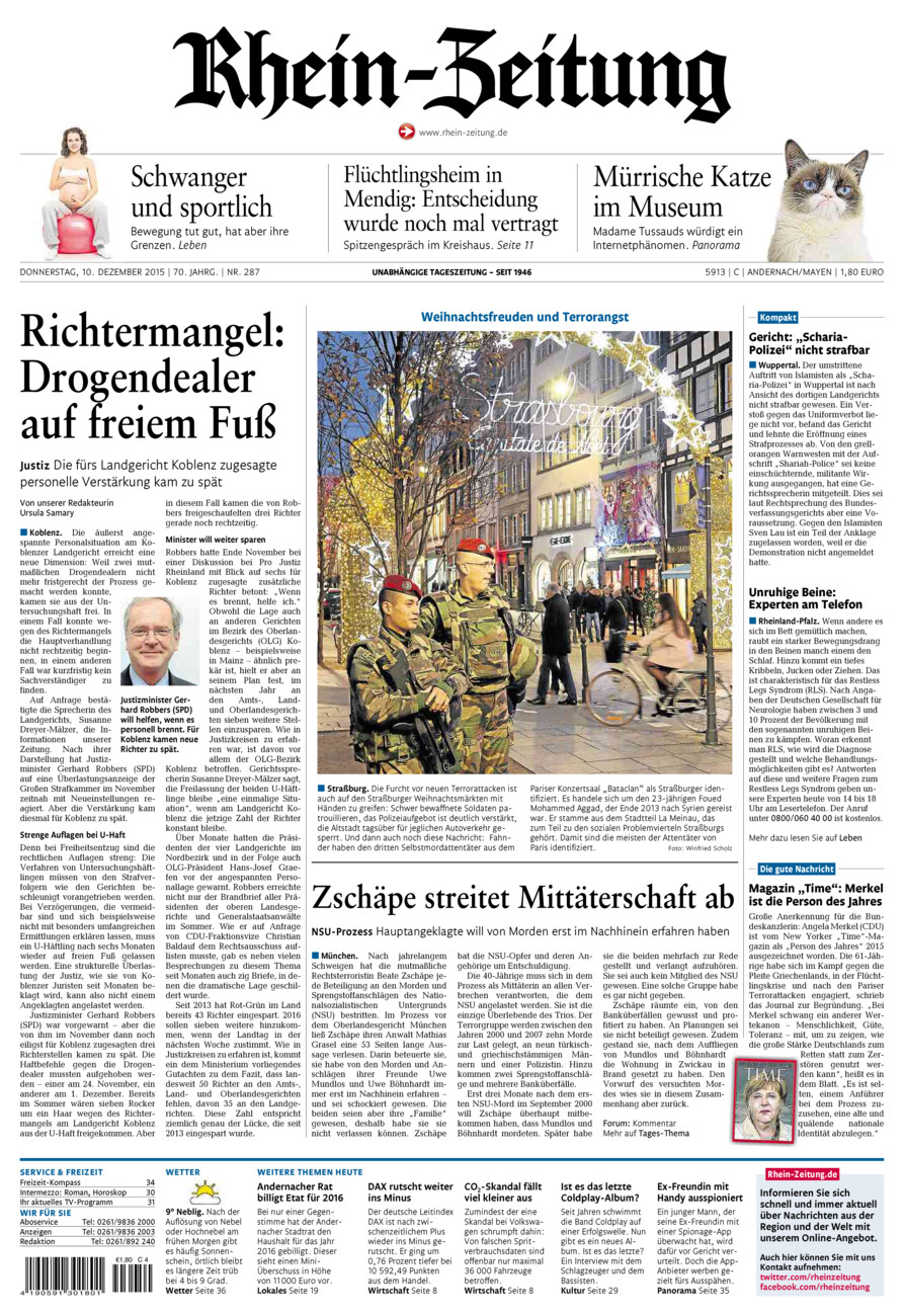 Rhein-Zeitung Andernach & Mayen vom Donnerstag, 10.12.2015