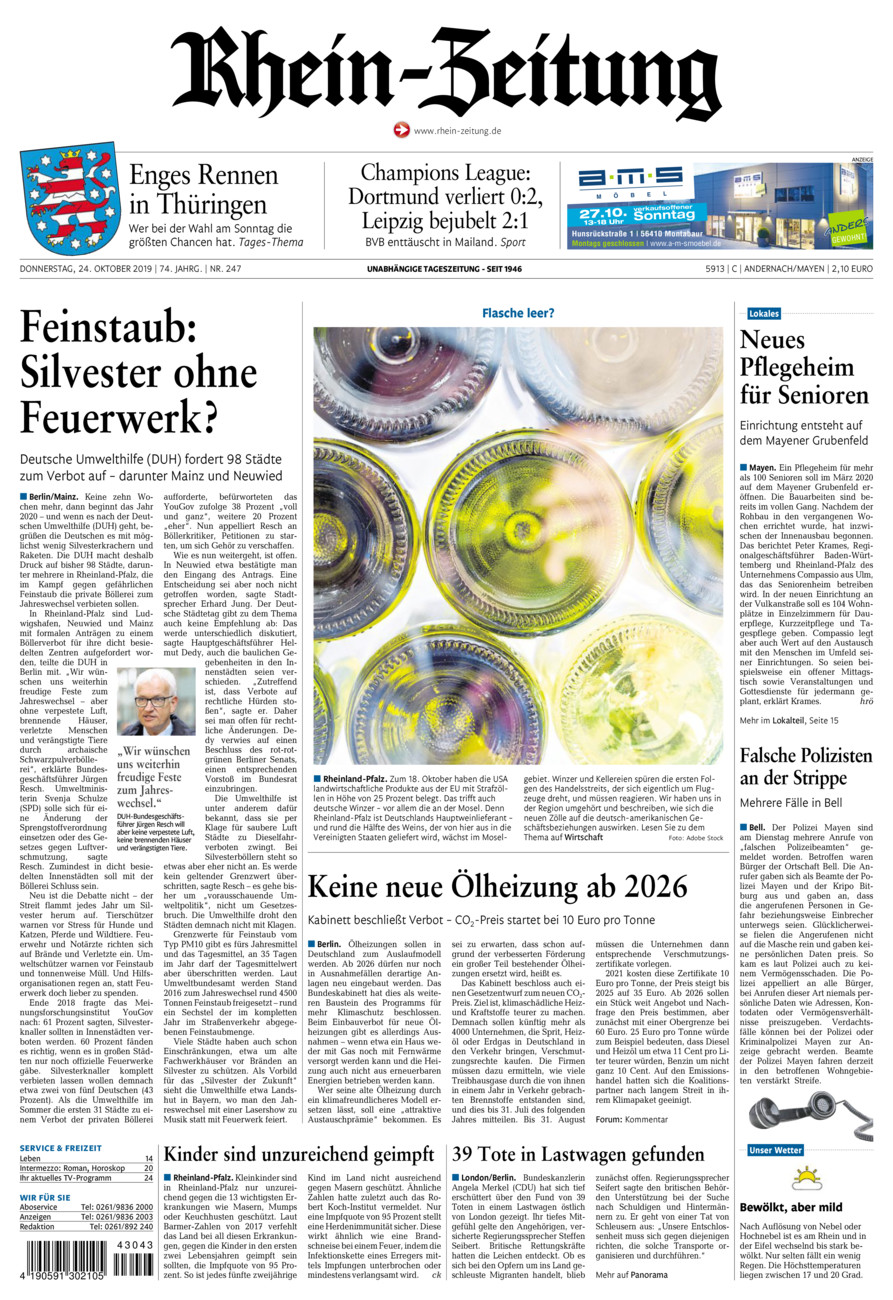 Rhein-Zeitung Andernach & Mayen vom Donnerstag, 24.10.2019