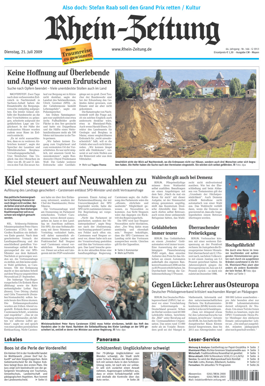 Rhein-Zeitung Andernach & Mayen vom Dienstag, 21.07.2009