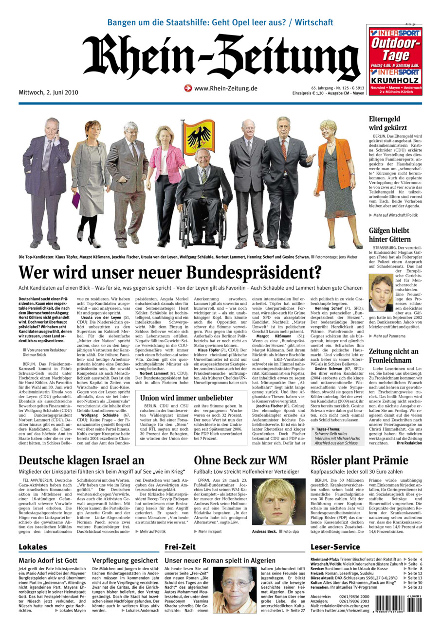 Rhein-Zeitung Andernach & Mayen vom Mittwoch, 02.06.2010