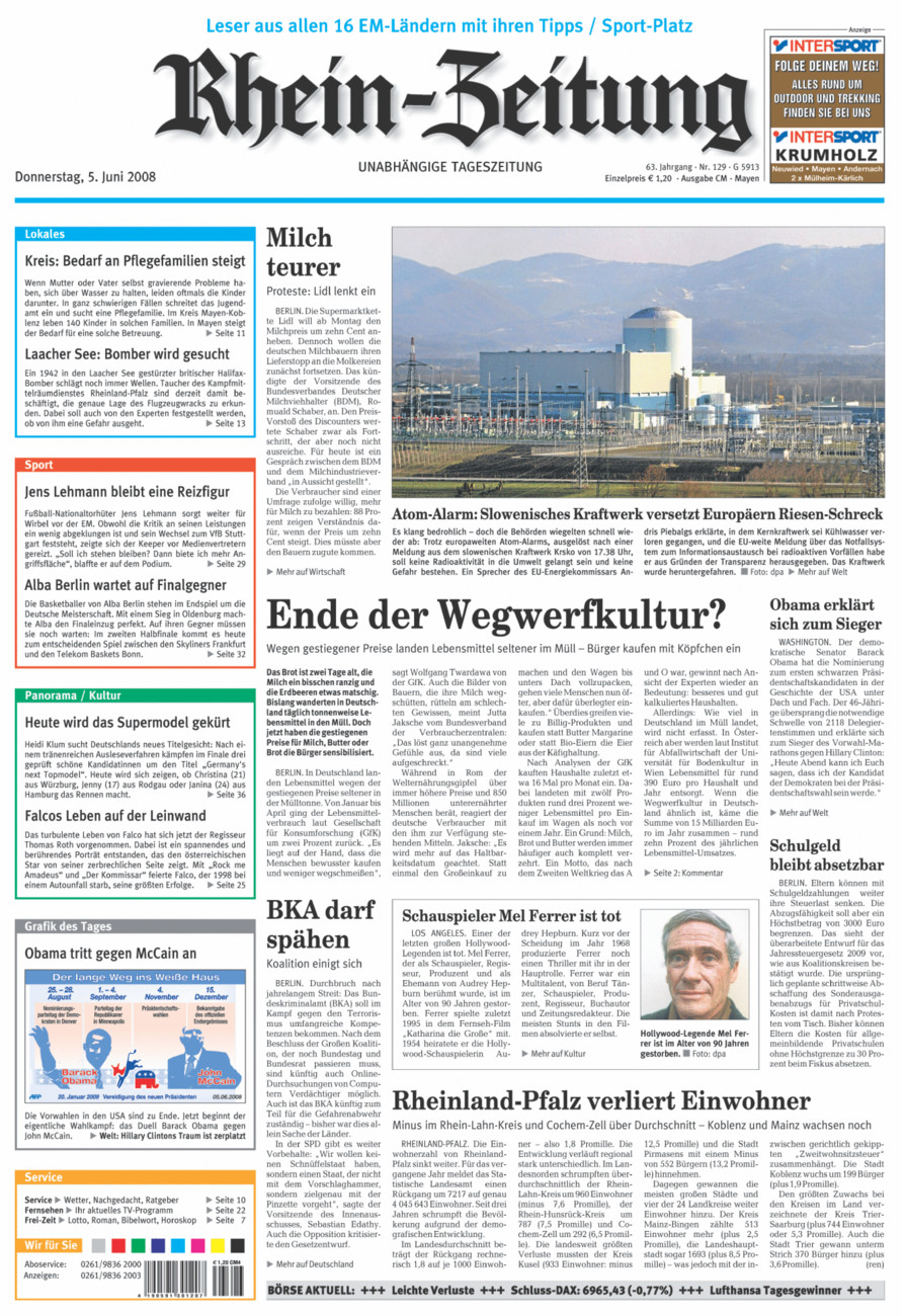 Rhein-Zeitung Andernach & Mayen vom Donnerstag, 05.06.2008