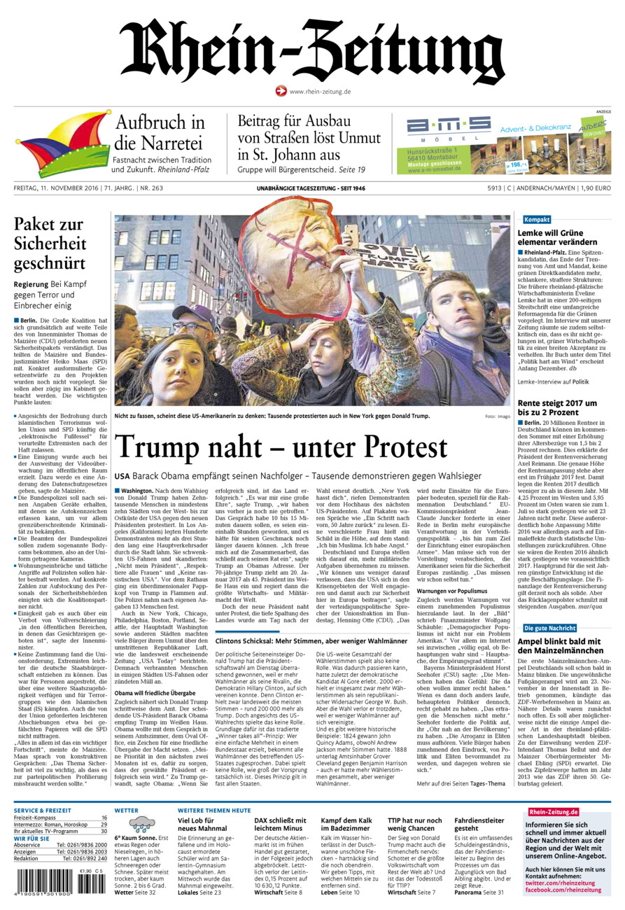 Rhein-Zeitung Andernach & Mayen vom Freitag, 11.11.2016
