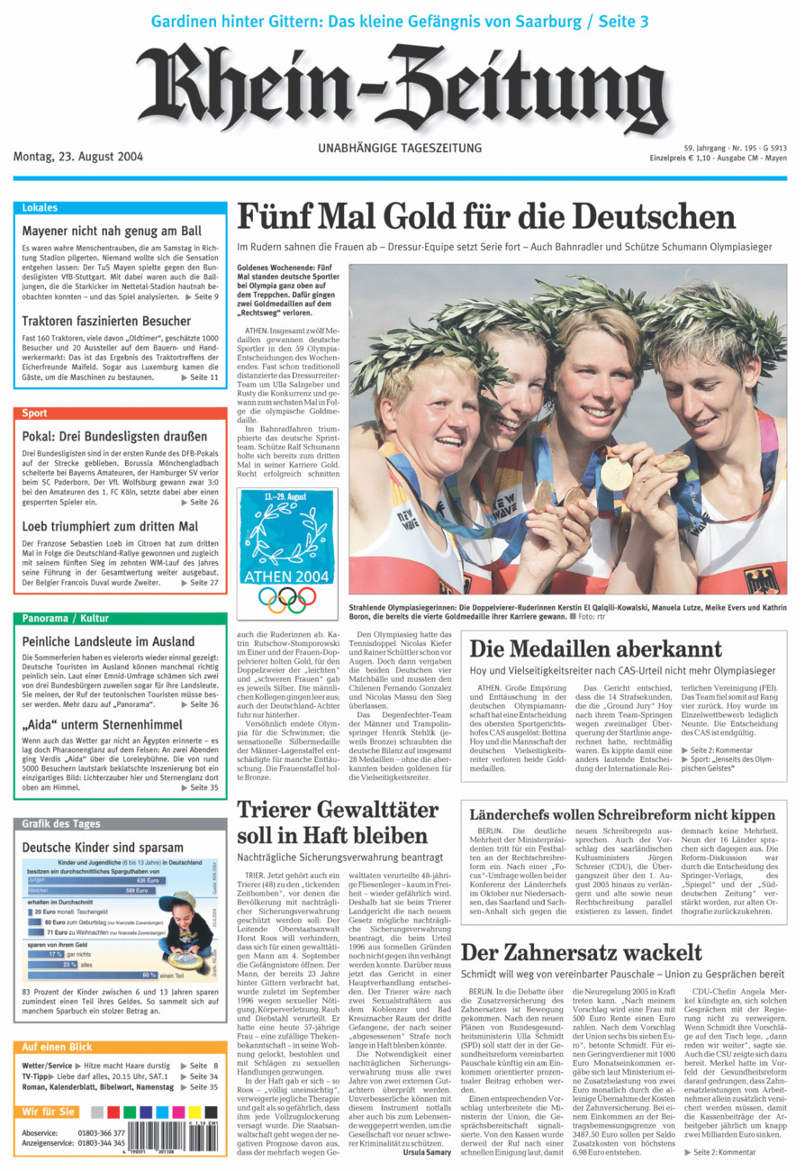 Rhein-Zeitung Andernach & Mayen vom Montag, 23.08.2004