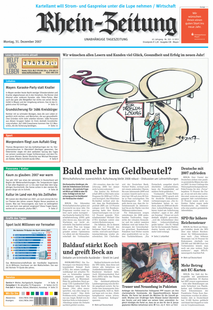 Rhein-Zeitung Andernach & Mayen vom Montag, 31.12.2007