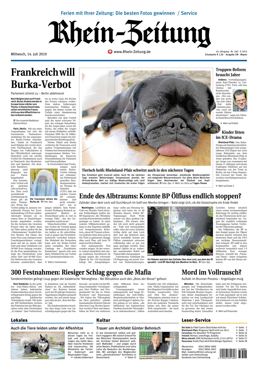 Rhein-Zeitung Andernach & Mayen vom Mittwoch, 14.07.2010