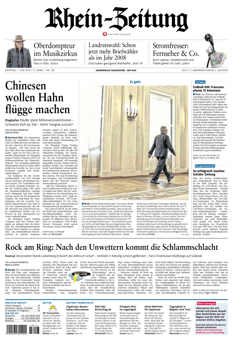 Rhein-Zeitung Andernach & Mayen vom Dienstag, 07.06.2016
