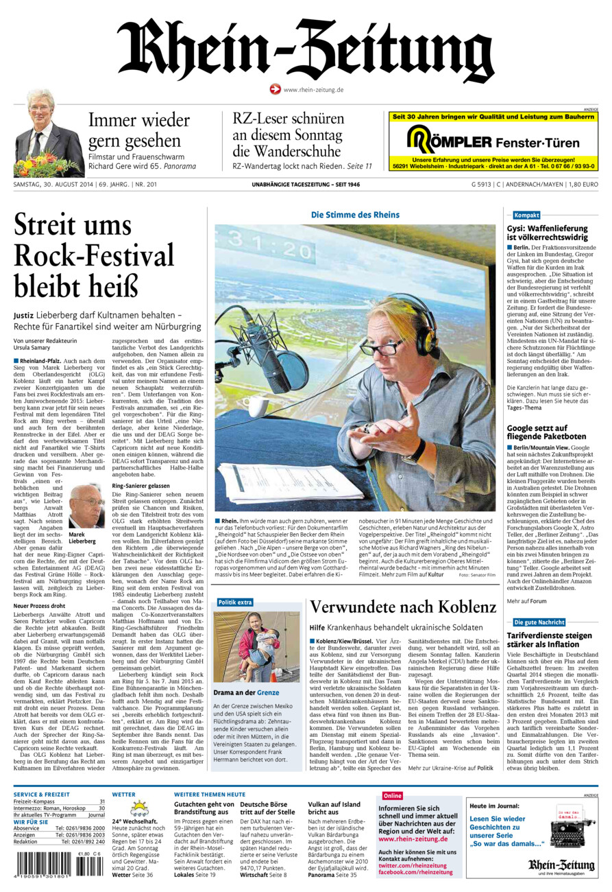 Rhein-Zeitung Andernach & Mayen vom Samstag, 30.08.2014