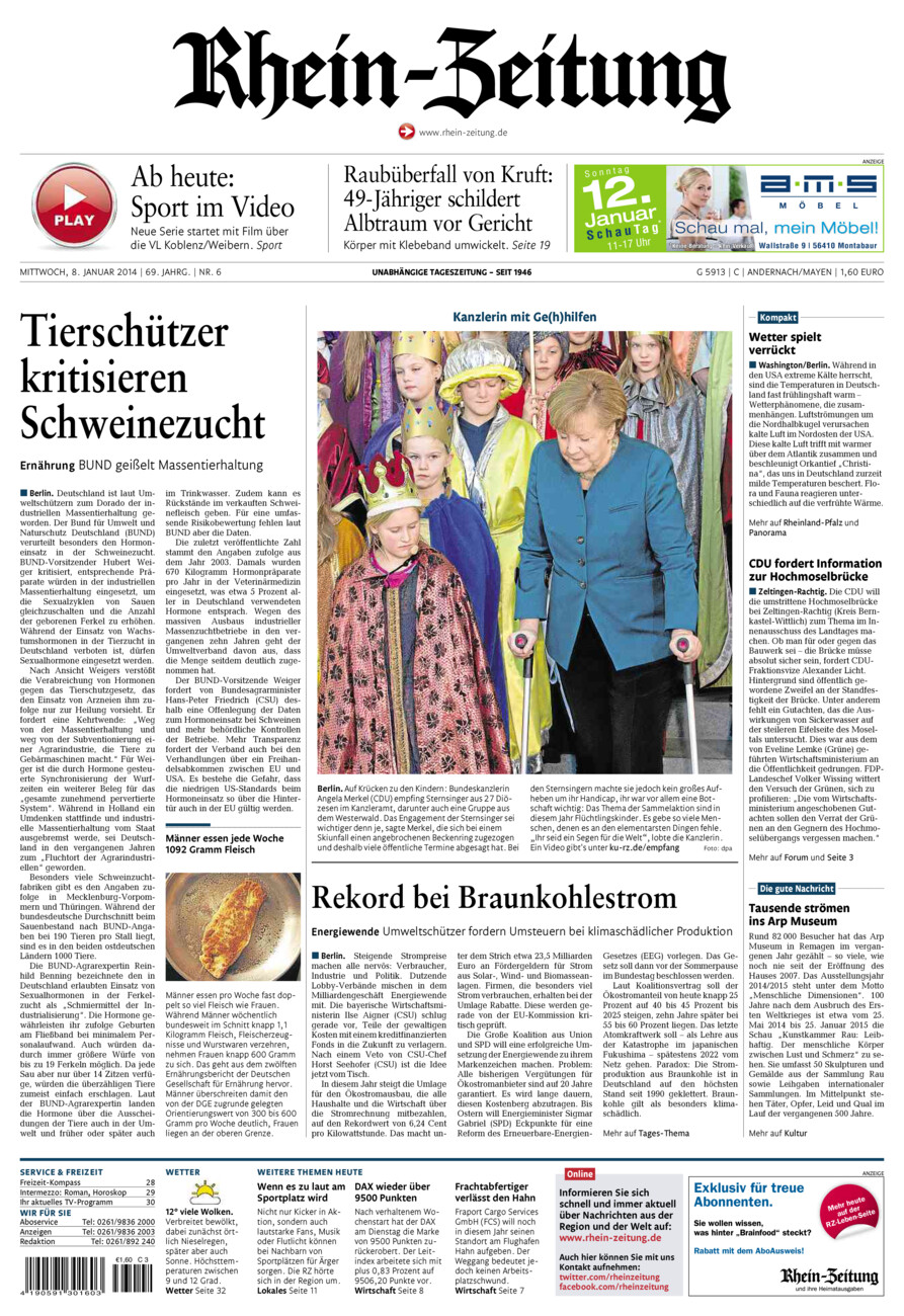 Rhein-Zeitung Andernach & Mayen vom Mittwoch, 08.01.2014