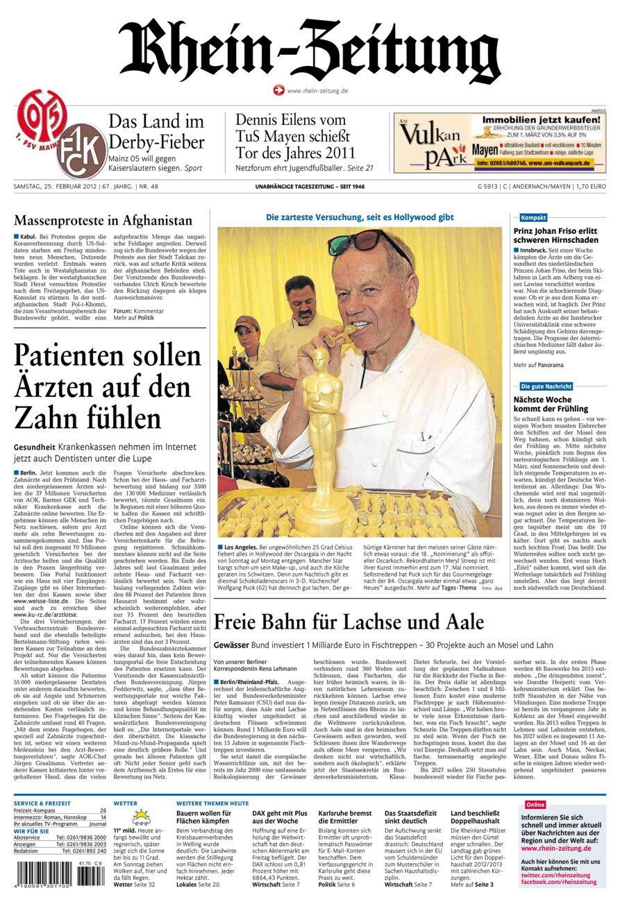 Rhein-Zeitung Andernach & Mayen vom Samstag, 25.02.2012