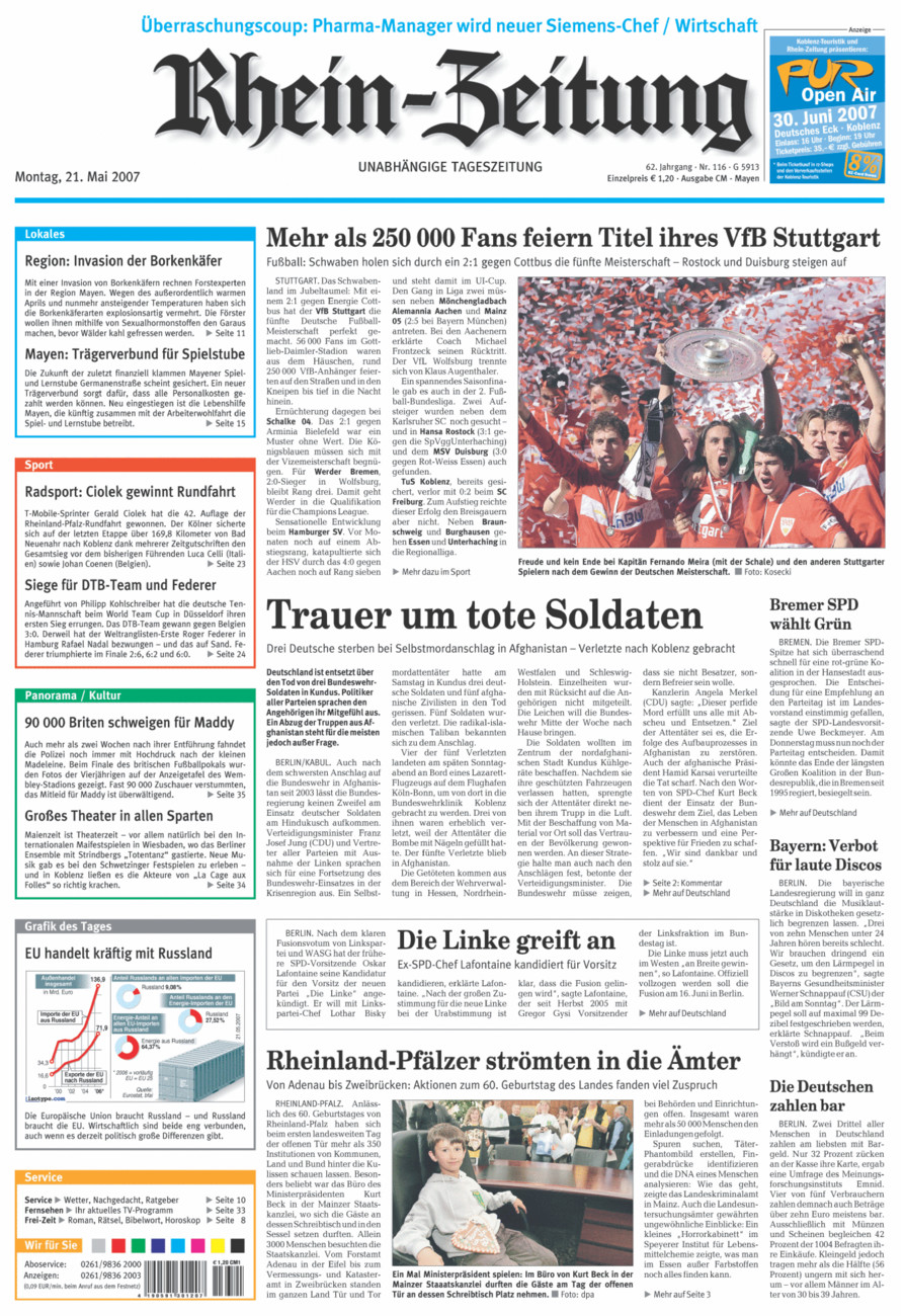 Rhein-Zeitung Andernach & Mayen vom Montag, 21.05.2007