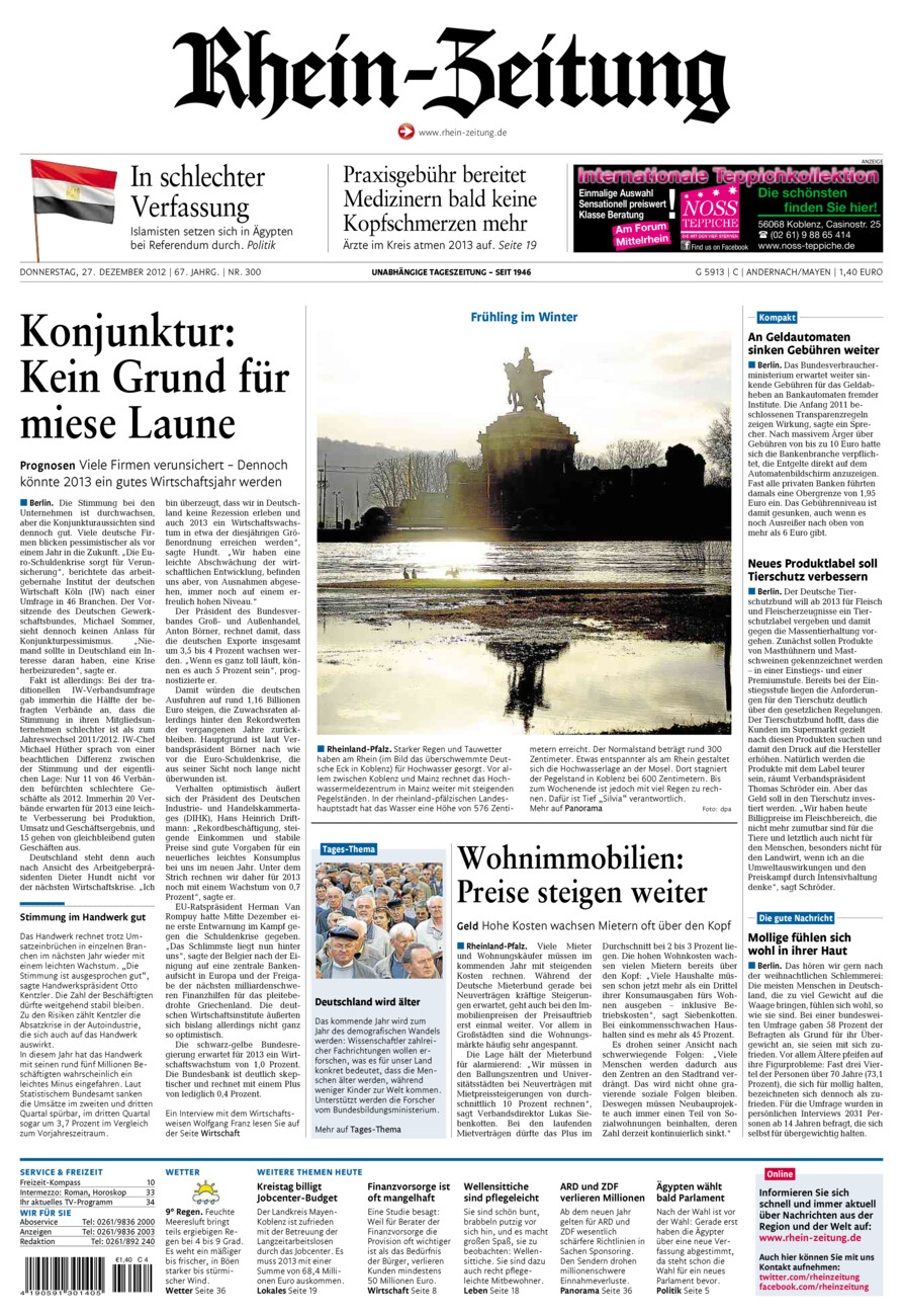 Rhein-Zeitung Andernach & Mayen vom Donnerstag, 27.12.2012
