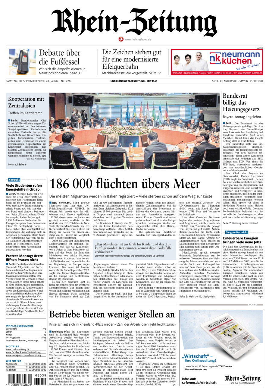 Rhein-Zeitung Andernach & Mayen vom Samstag, 30.09.2023