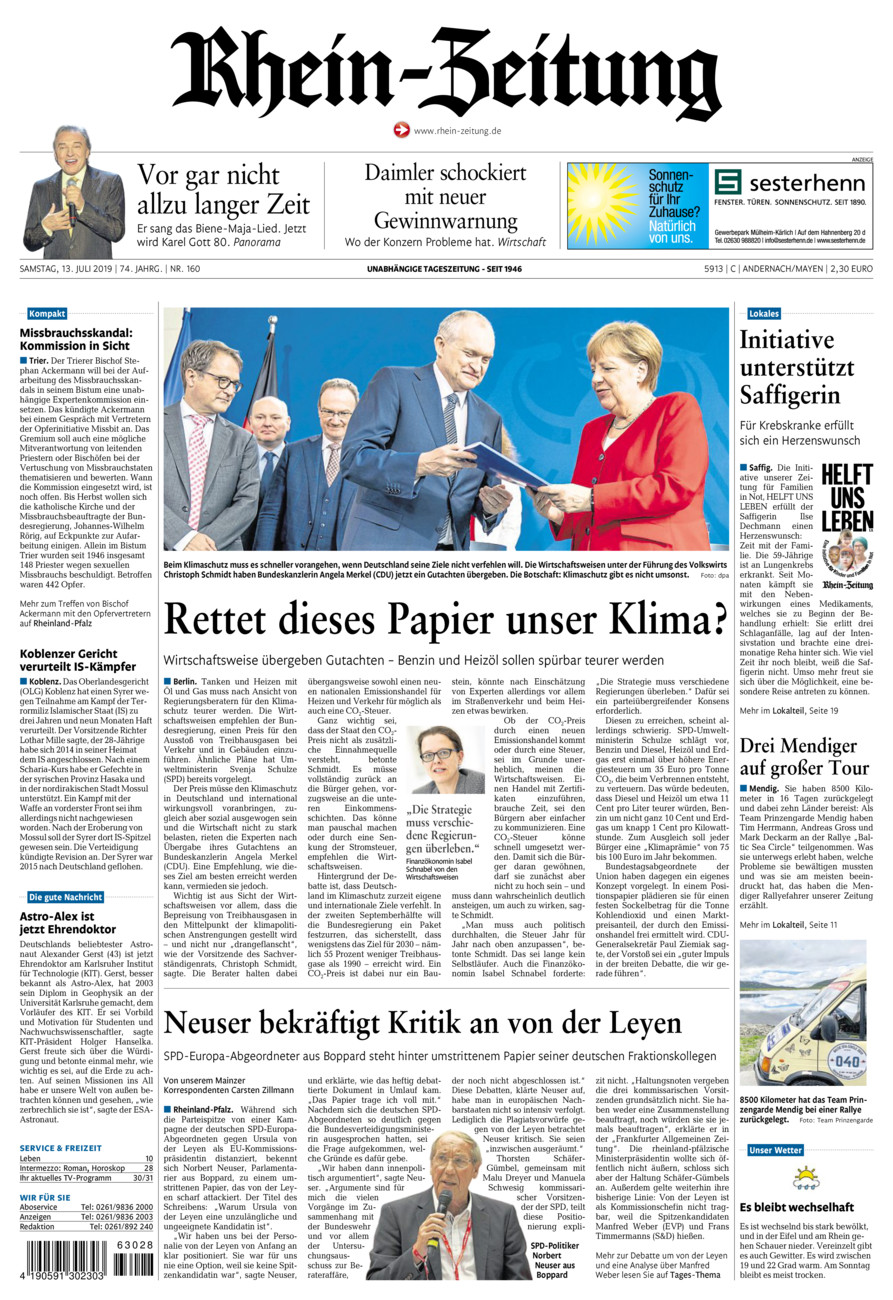 Rhein-Zeitung Andernach & Mayen vom Samstag, 13.07.2019