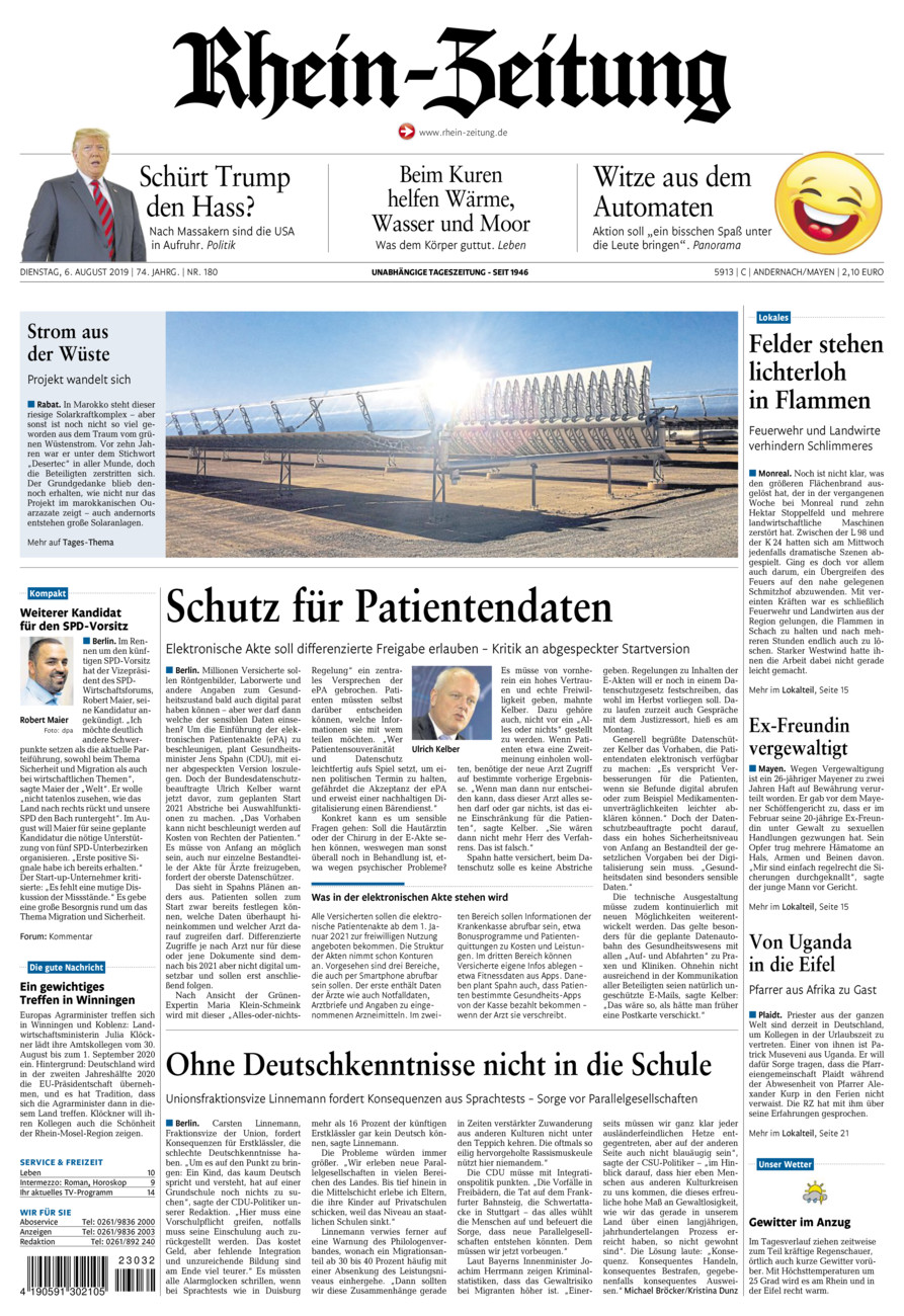 Rhein-Zeitung Andernach & Mayen vom Dienstag, 06.08.2019